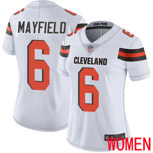 Cleveland Browns Baker Mayfield Women White Limited Jersey #6 NFL Football Road Vapor Untouchable